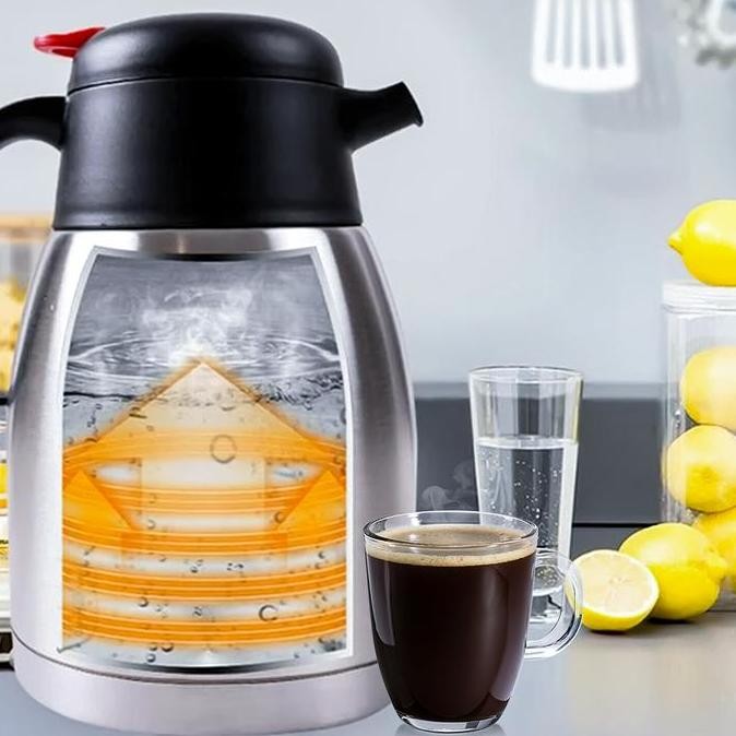 Termos Teko Tea Teh Kopi 1.5 Liter Vacuum Flask Bottle Stainless Steel PREMIUM Tahan Panas & Dingin 