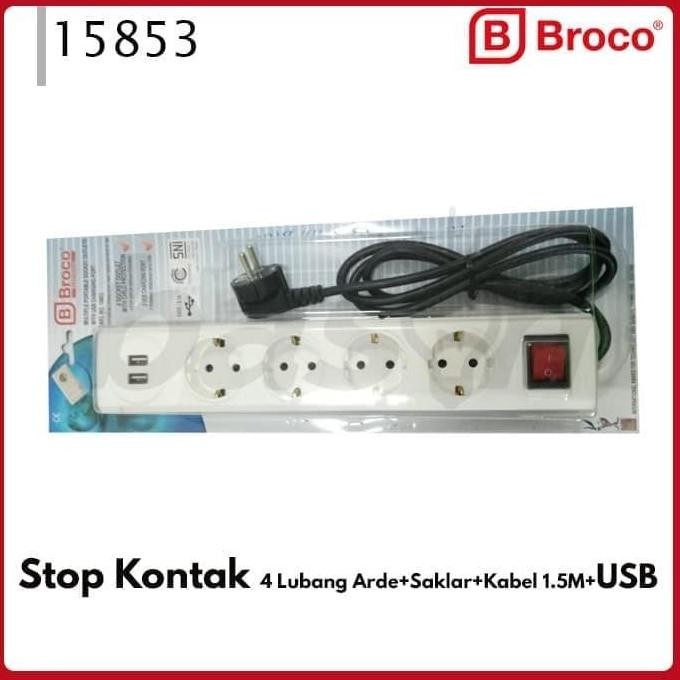 Broco 15853 Stop Kontak Multi Extension 4 Lubang + USB