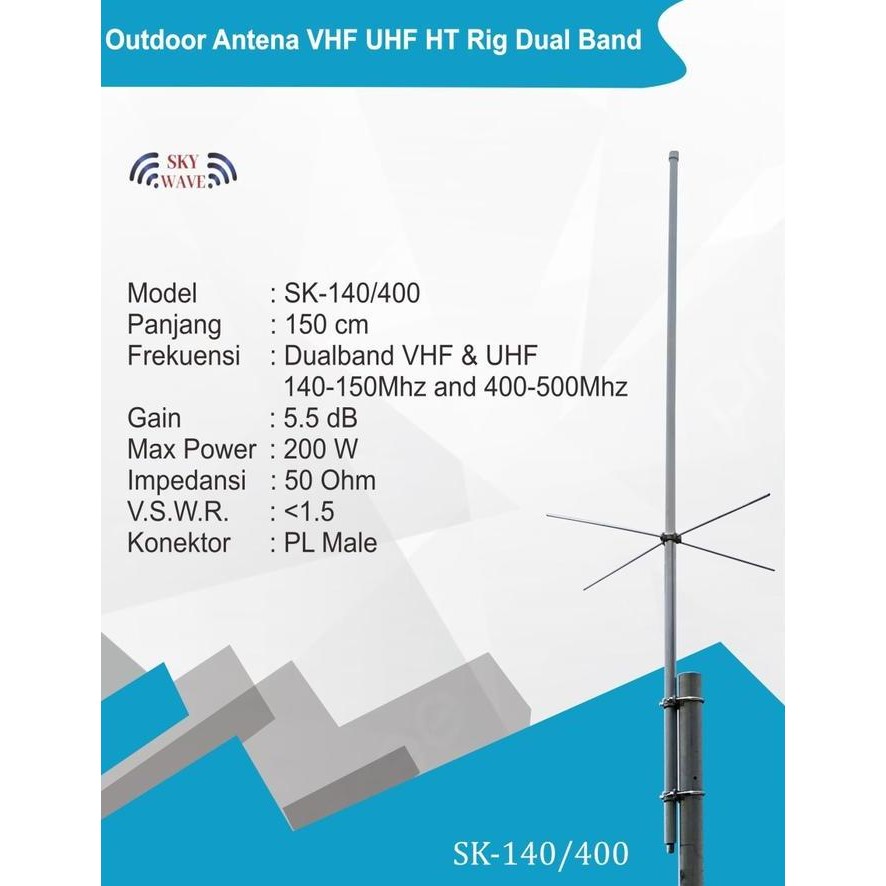 Outdoor Antena VHF UHF HT Rig Dual Band rumah gudang kantor murah