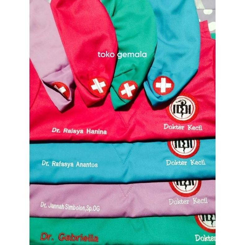 Baju Oka + Bordir Nama Lengan Pendek Kostum Profesi Dokter Anak Cod