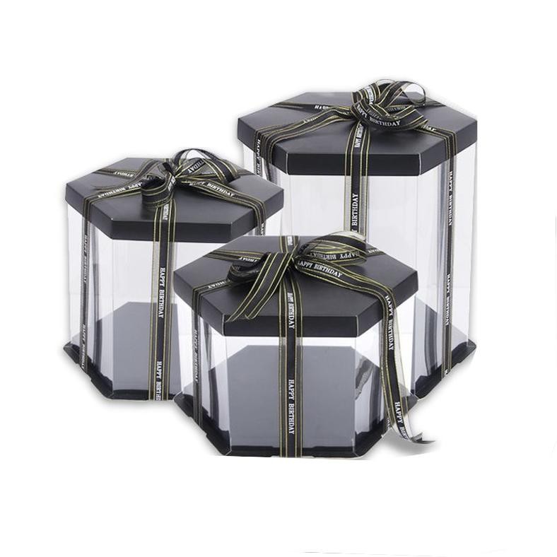 

Gd-90 Cake Box / Kotak Kue / Giftbox Hexagon / Segi Enam 30 Cm Transparan Mika Bening Elegan Mewah Kokoh Putih / Hitam / Biru