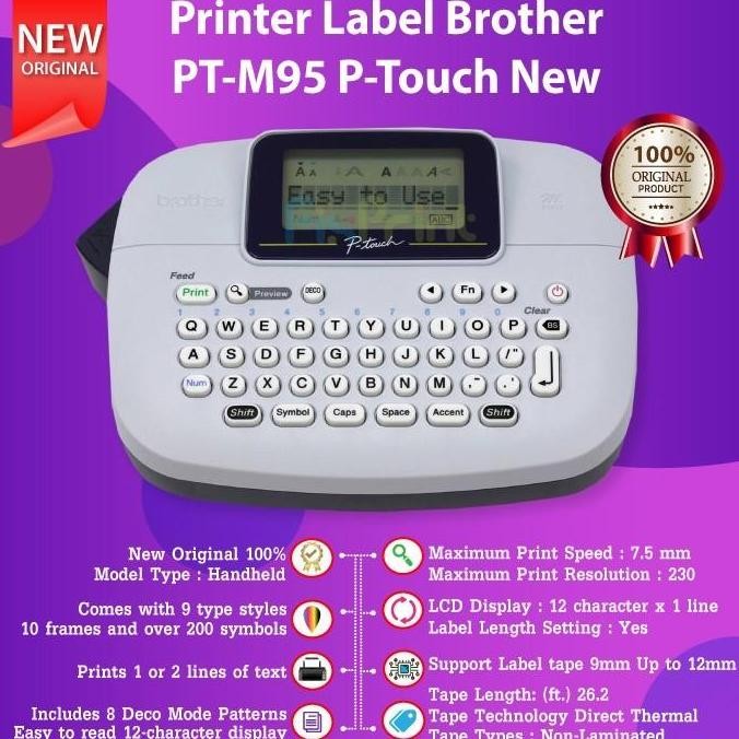 

Brother Label Printer Pt-M95 Handy Label Maker Seri M-Tape New Stok