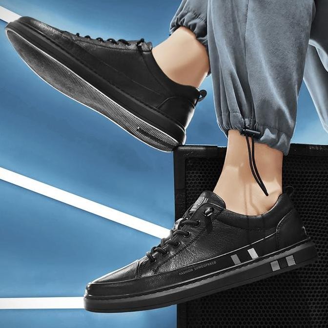 Leedoo Sepatu Kulit Pria Casual Sepatu Hitam Kerja Formal Sepatu Sneakers Pria Putih Mc444