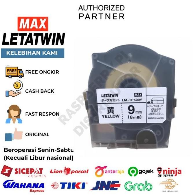 

Tape Label Max Letatwin Max Mm Lm-Tp509Y Yellow Kuning Lm-550A New Stok