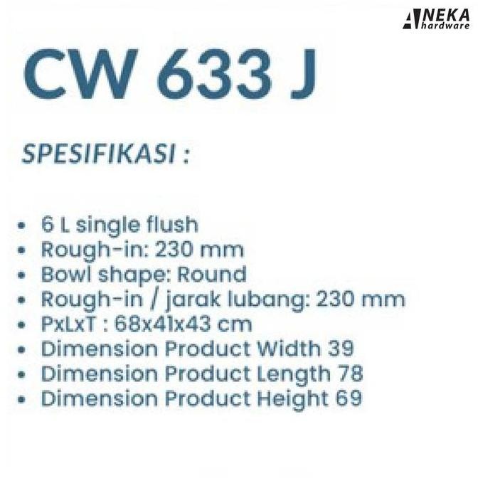 Kloset Duduk Toto Cw633J/Sw633Jp / Closet Duduk