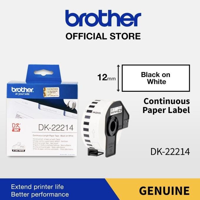 

Brother Label Dk-22214 Continuous Paper Roll (12Mm X 30.48Mm) New Stok