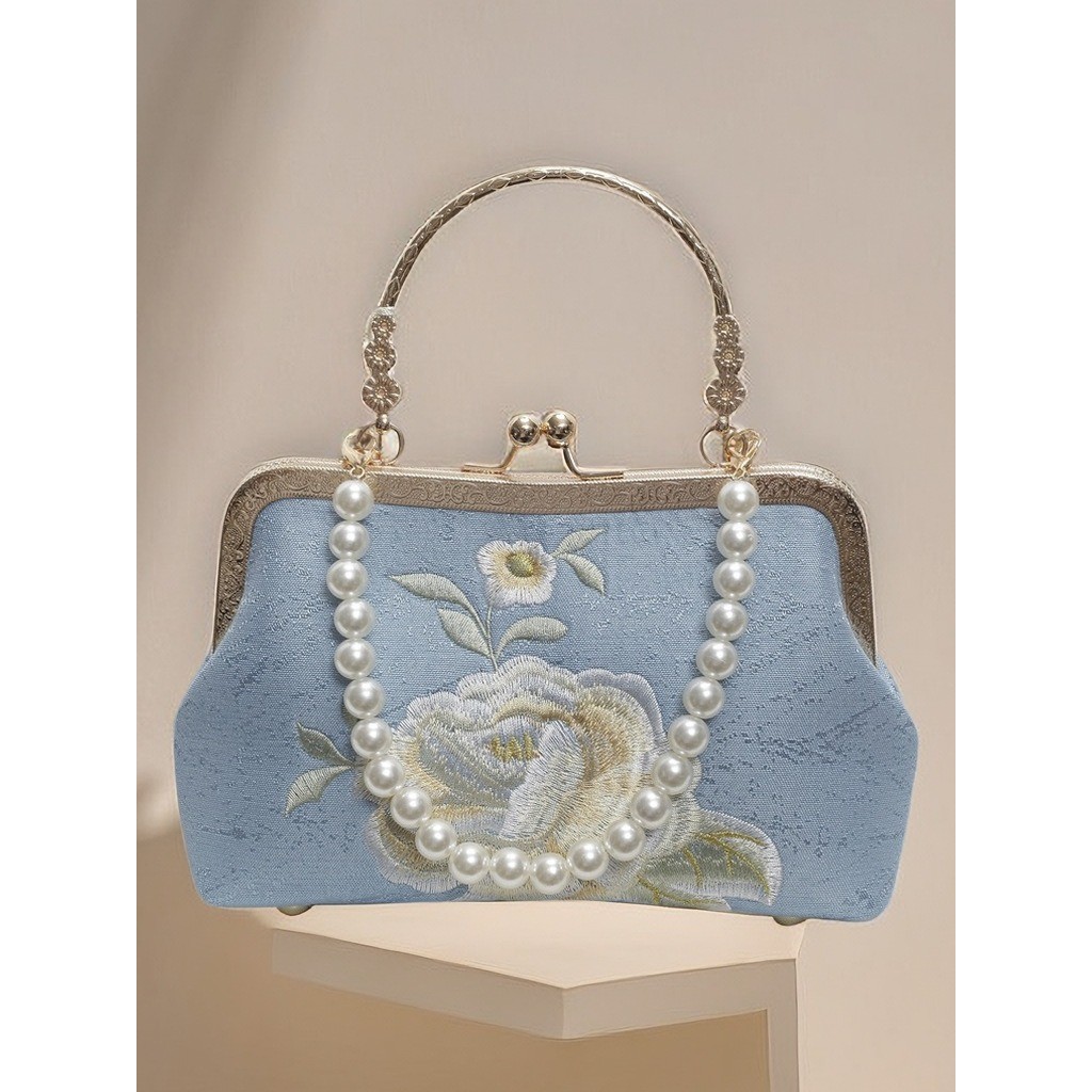 Tas Hanfu Elegan Bordir Gaya Cina Baru Berkualitas Tinggi Tas Cheongsam Gaya Kuno Cina Genggam Tas S