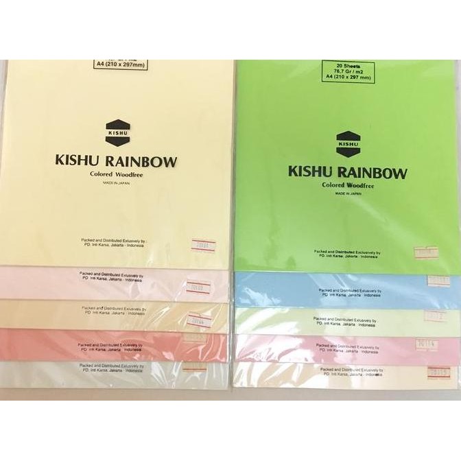 

new !!! KERTAS KISHU RAINBOW A4/76,7Gr/M2/20SHEETS - IMPORT
