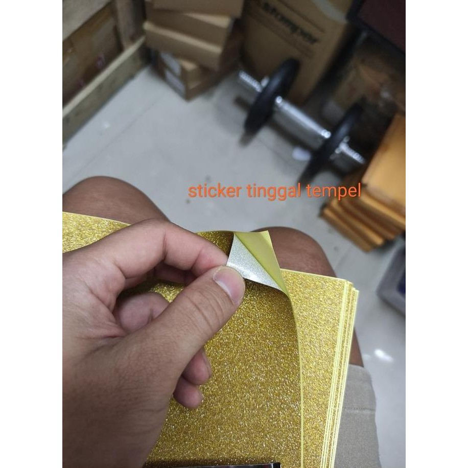 

new !!! sticker a4 glitter kasar isi 10 emas semua vtec gantinya kertas glitte