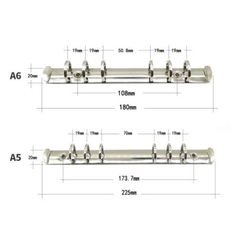 

[Kecil A5 Binder Kulit Pu 6 Ring Silver Im31