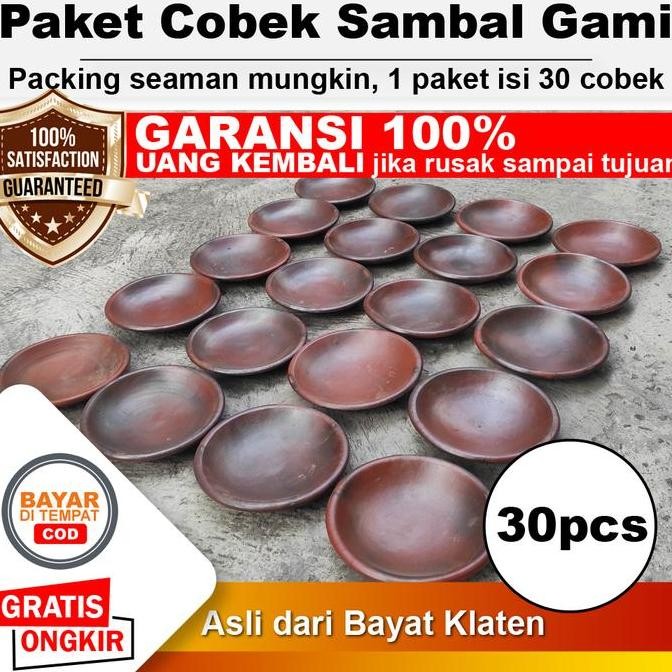 

30pcs - Paket Usaha Sambal Gami Bakar Piring Cobek Tanah Liat - 18 cm