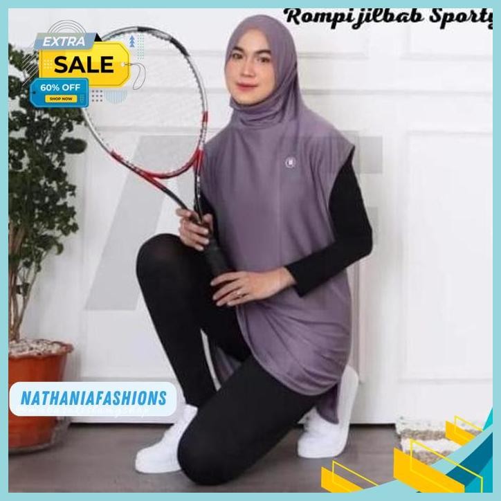 HIJAB ROMPI INSTAN SPORTY SYARI JILBAB KERUDUNG OLAHRAGA JUMBO JERSEY BY NATHANIA FASHIONS TERMURAH 