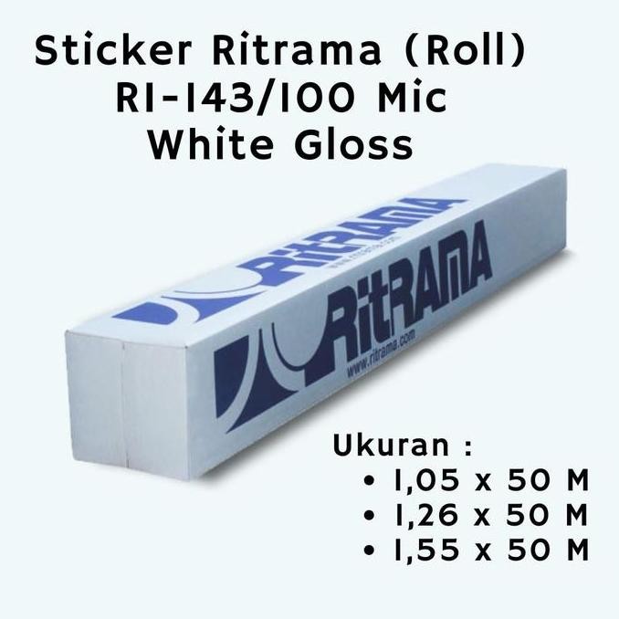 

BEBAS ONGKIR - Sticker Ritrama White Gloss 100 Mic (Roll) | Uk. 1,05 - 1,26 - 1,55 M