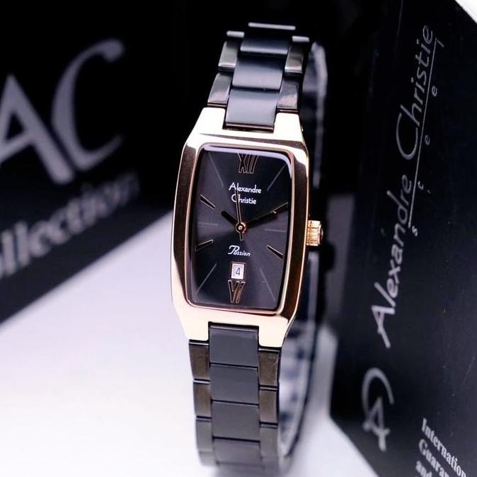 JAM TANGAN WANITA ALEXANDRE CHRISTIE AC 2455 AC2455 BLACK ROSEGOLD ORI