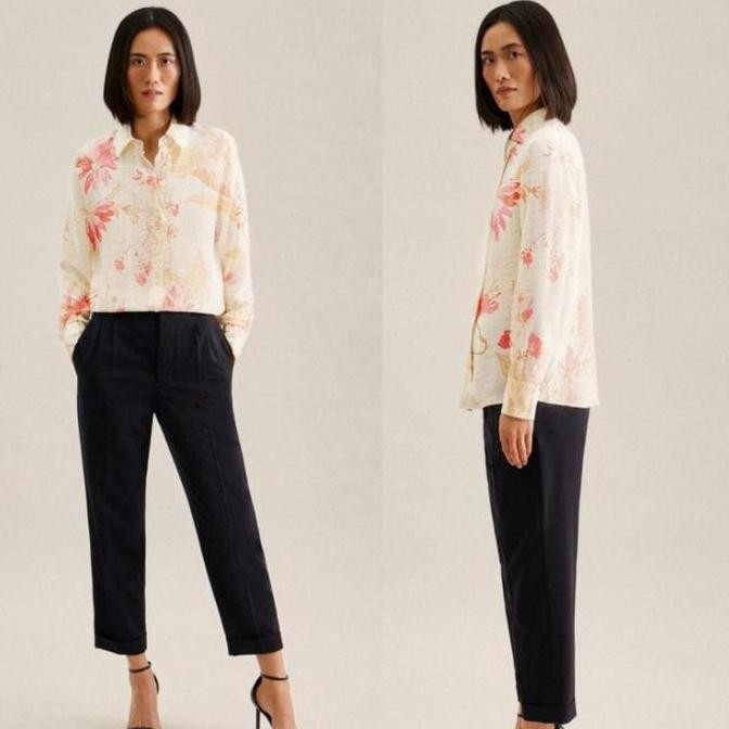 kemeja H*M women's long sleeve pink floral crepe shirt//kemeja hm wanita fulltag//kemeja wanita//kem