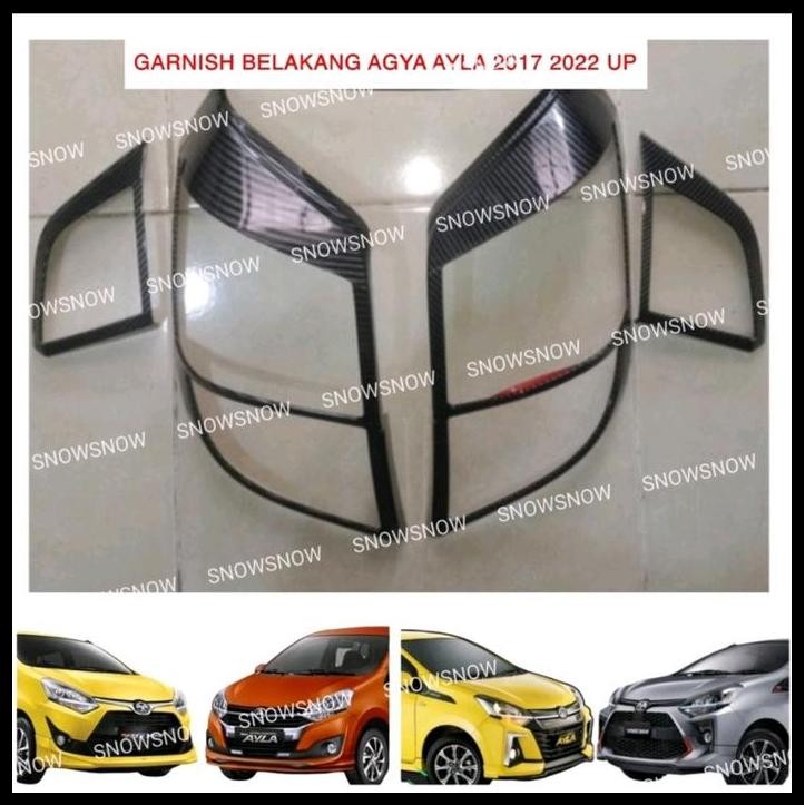 TERMURAH PAKET GARNISH LAMPU DEPAN BELAKANG AGYA AYLA 2017 2020 2022 UP CARBON GLOSSY