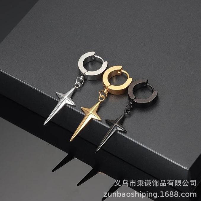 New - Anting Pria Jepit Tanpa Tindik /Anting Tusuk Korea Pedang Bintang A246