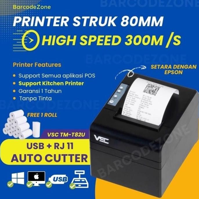 Printer Kasir Thermal Vsc Tm-82U (Usb) Printer Kasir Struk Rj11 Epson New Stok