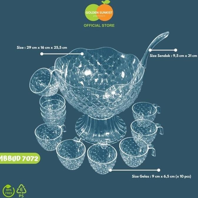 MANGKOK SOP BUAH PLASTIK DIAMOND GOLDEN SUNKIST + SET GELAS TEMPAT ES BUAH CANTIK ASLI