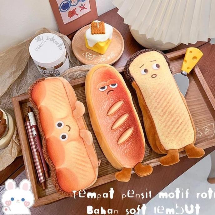 

Tempat pensil kain Kotak pensil Pencil case karakter roti french toast Stationery AS