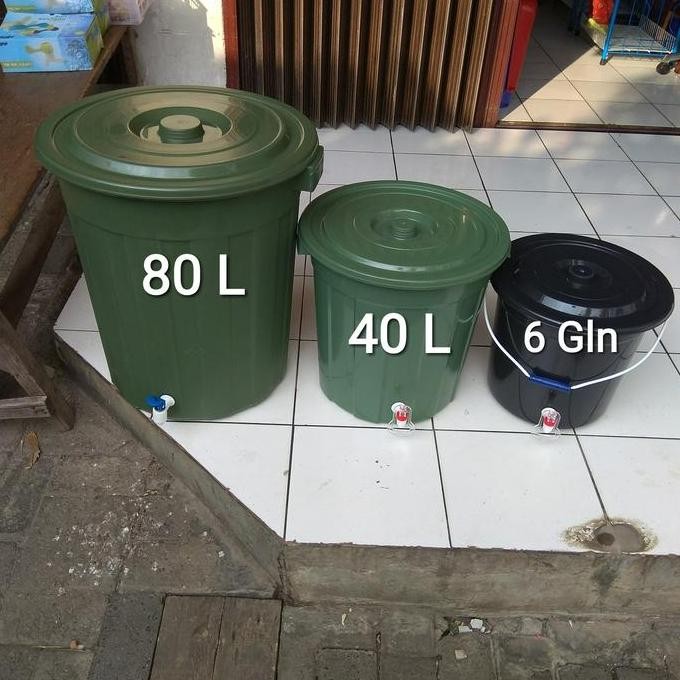 Stok Sj Ember Plastik Kran Cuci Tangan+Tutup 24L/40L/80L Untuk Wudhu