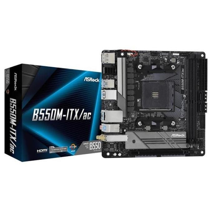 baru motherboard asrock b550m-itx/ac socket am4 - mini itx ryzen mobo