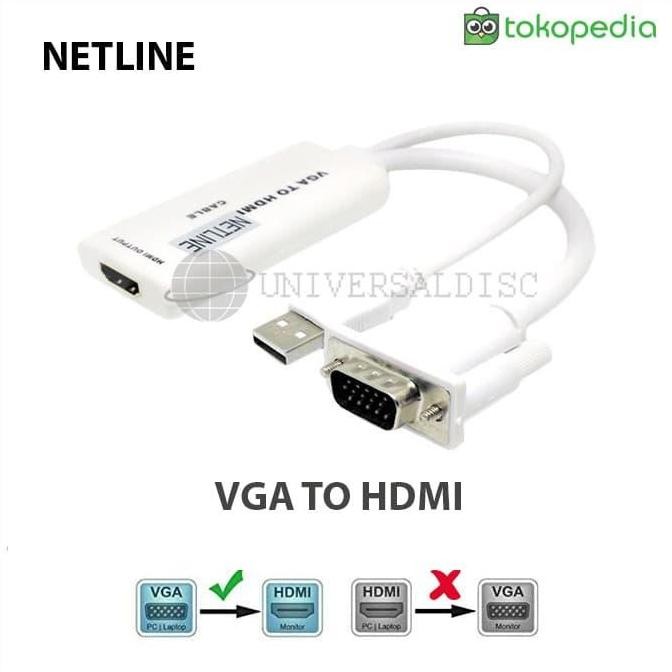 Converter Cable Vga To Hdmi With Audio Netline Terbaik