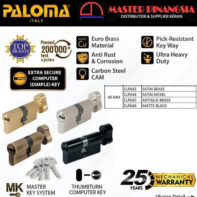 New PALOMA Cylinder Kunci Pintu KC-CK 80MM - Knob Kunci Anak CLP 643-647