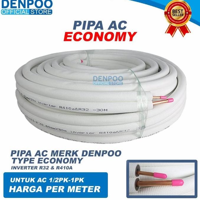 baru pipa ac denpoo economy 1/2pk - 1pk per meter pipa tembaga ac split
