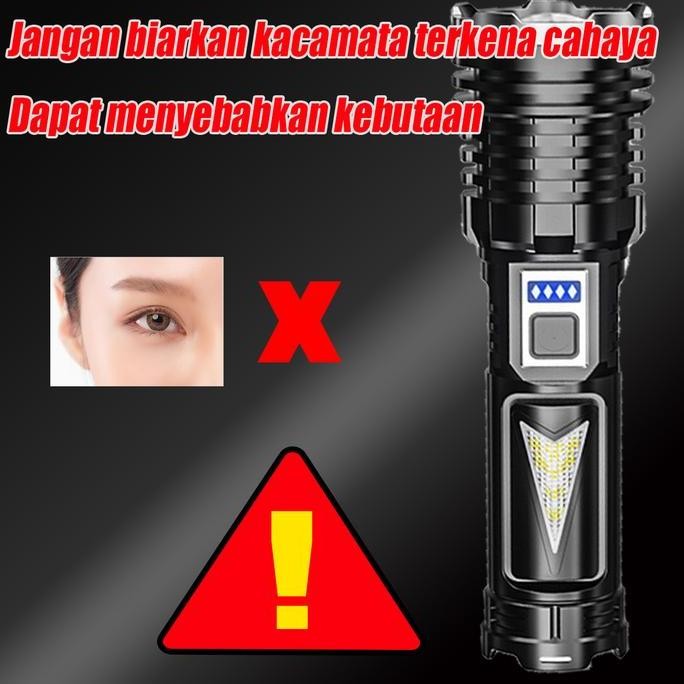 SENTER LED 20000 LUMENS ZOOM TAHAN AIR RECHARGE USB-C PLASTIK HEADLAMP TERANG ASLI