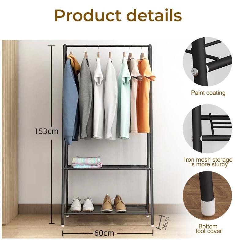 Gantungan Baju Berdiri 9 Hook dari Besi Kuat Desain Serbaguna untuk Pakaian Tas Topi Dekorasi Rumah