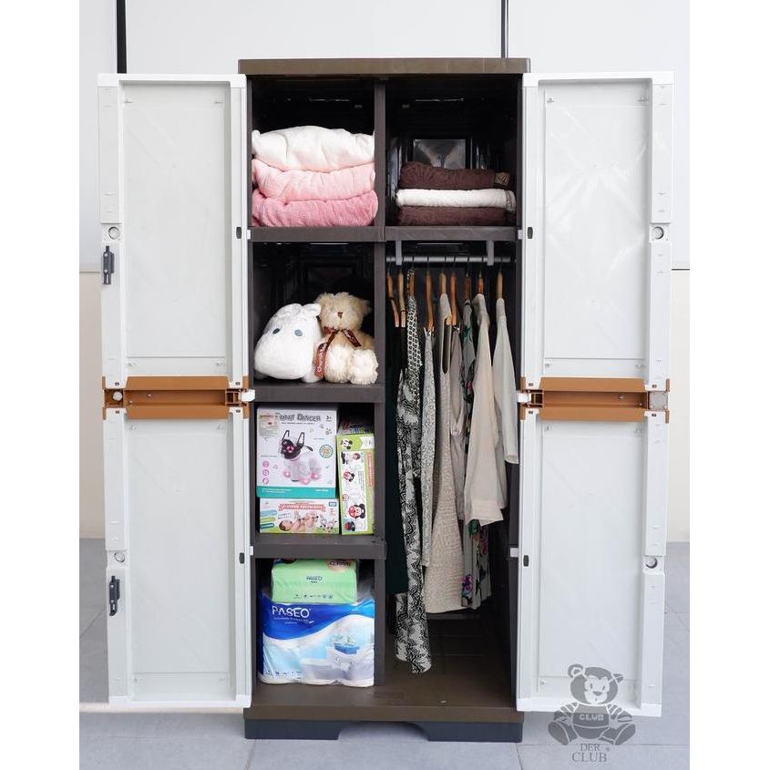 LEMARI PLASTIK 2 PINTU CLUB ULTRA JUNIOR 1 MIRROR - LEMARI SUSUN BAJU / DAPUR / KAMAR MINIMALIS ASLI