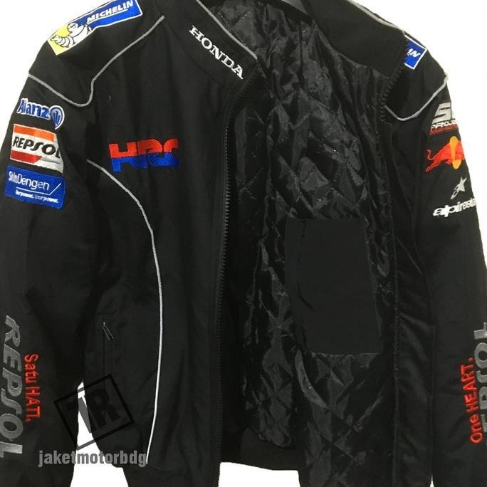 Jaket Bomber Taslan Honda Hrc Team Racing Motogp Logo Bordir