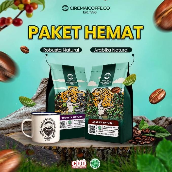 

READY PAKET KOPI ARABIKA & ROBUSTA GUNUNG CIREMAI + FREE MUG EKSKLUSIF
