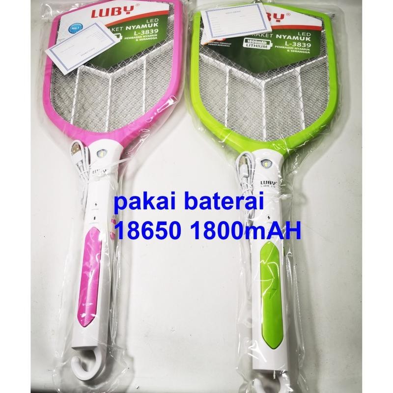 Raket Nyamuk Listrik Luby L3839 Lithium 18650 1800Mah
