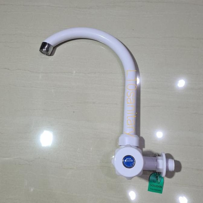 Tersedia Kran Angsa Plastik Soligen W2 - Keran Cuci Piring Model Fleksibel Putih