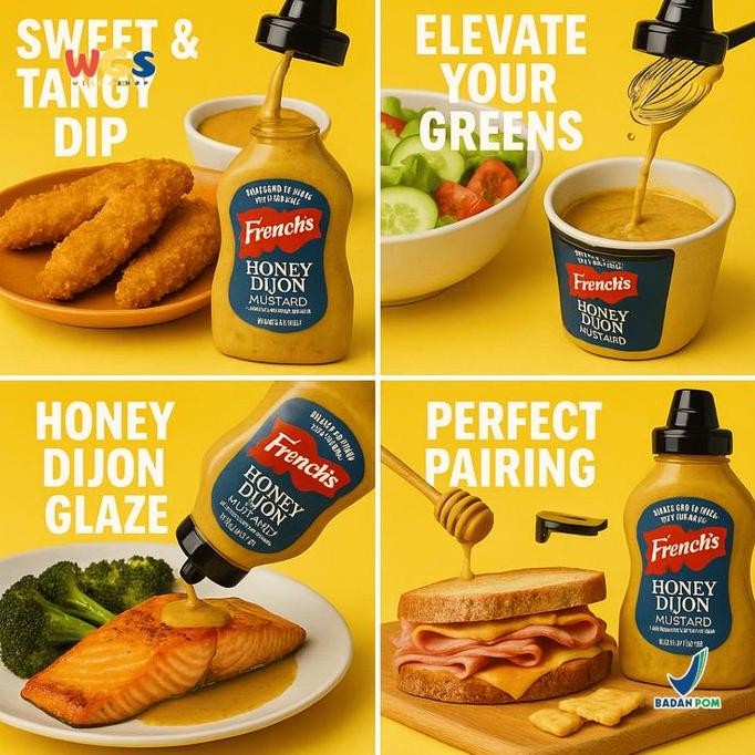 

French's Honey Dijon Mustard 340g Saus Mustard Madu Dijon Tanpa Perisa Buatan LJ