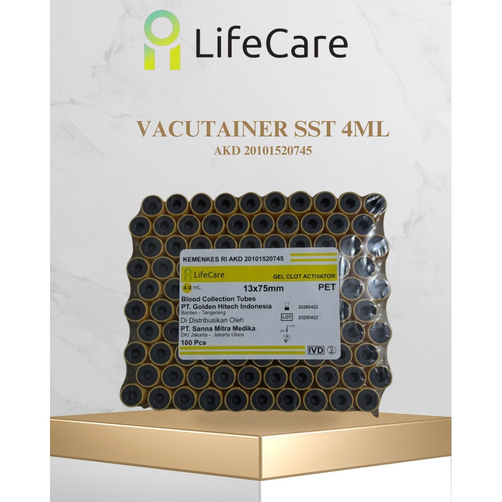 Lifecare Vacutainer SST / Gel Clot Activator , tabung tutup kuning , Blood collection tube SST 4ml