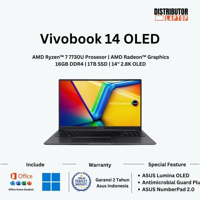 [ OYE ] Asus Vivobook 14 OLED M1405YA AMD Ryzen 7 7730U 16GB 1TB SSD