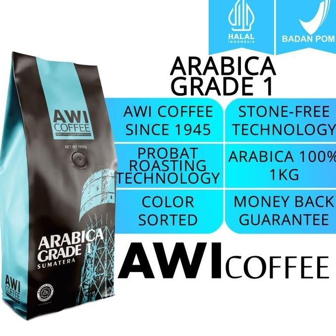 

READY AWI COFFEE ARABIKA SUMATERA GRADE 1 1KG - ROASTED BEANS UNTUK ESPRESSO V60 & TUBRUK