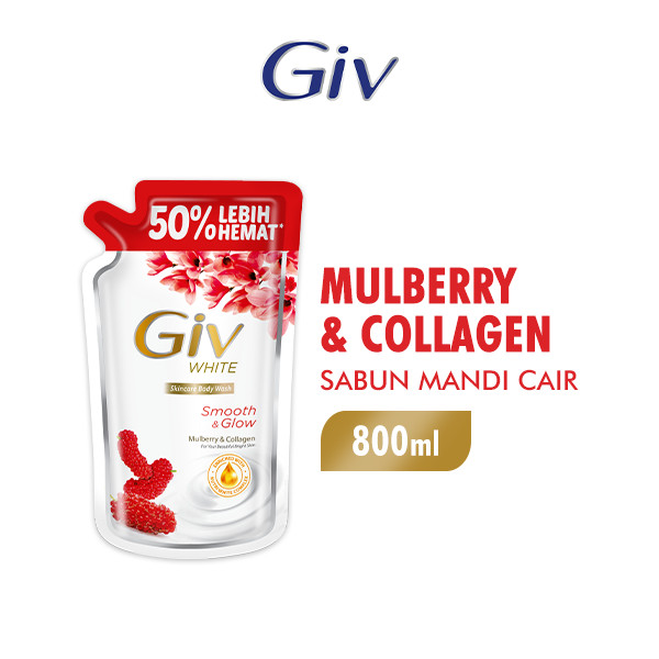 Giv White Sabun Mandi Cair Mulberry Pouch 800 ml x2 - Gambar 2