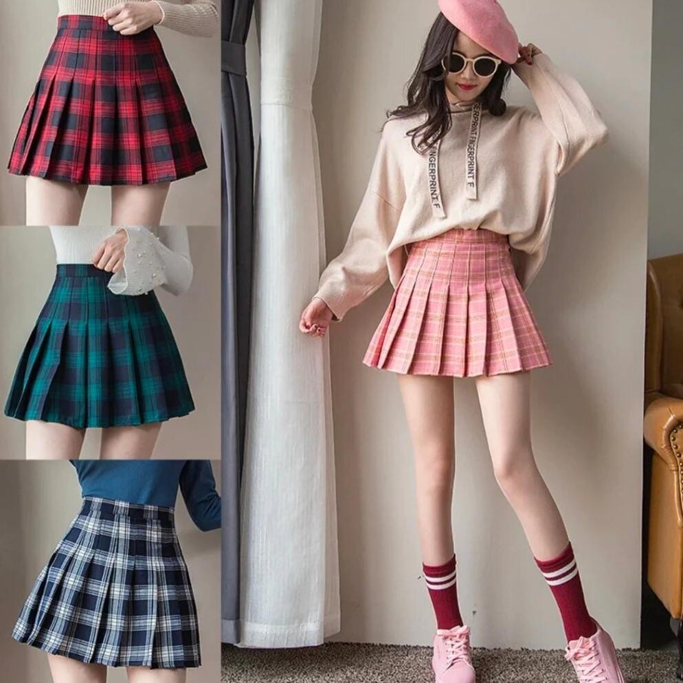 FC - ROK MINI WANITA MOTIF KOTAK-KOTAK TERBARU//ROK KOREAN TRENDING