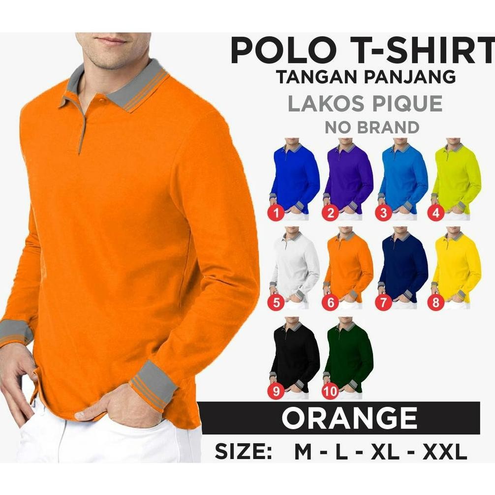 Terbaik Ds - Kaos Polo Shirt Polos Pria - Kaos Kerah Pria - Kaos Kerah Kombinasi Abu Lengan Panjang 