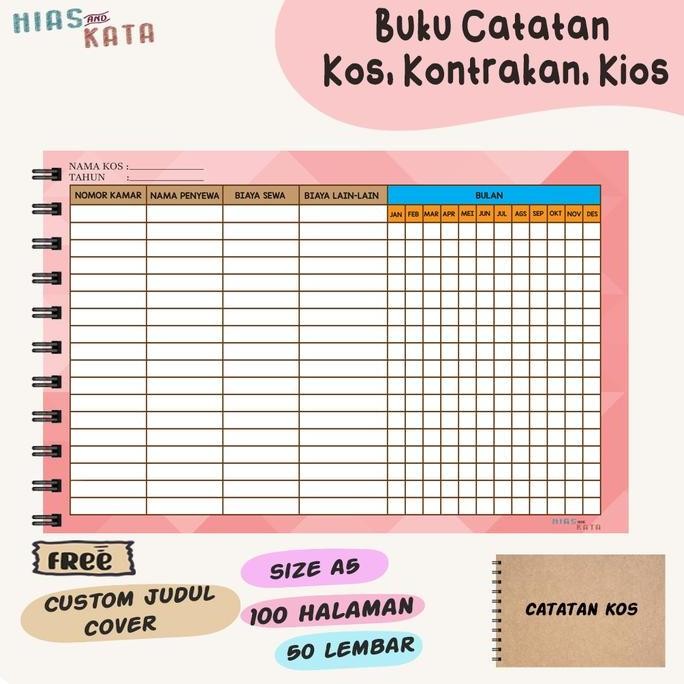 

Buku Rekap Kosan Isi 100 Halaman A5 ( Free Custom Judul Cover)