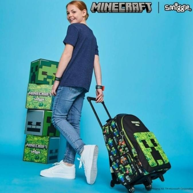 Smiggle Trolley Minecraft Backpack/Ori/Tas Koper Anak Sd/Kado