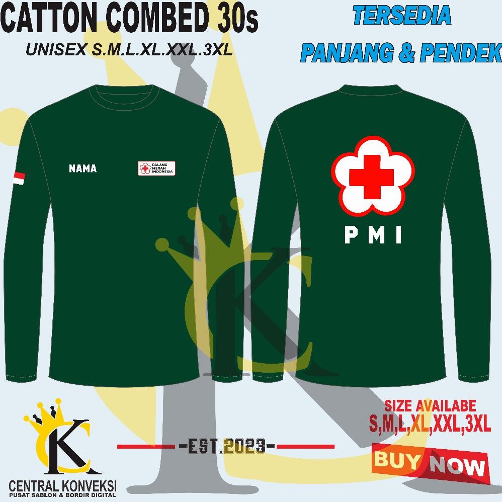 Fbx-4 Kaos Pmi / Tshirt Kaos Pmi / Kaos Palang Merah Indonesia Logo Besar / Kaos Combed Pmi Lengan P
