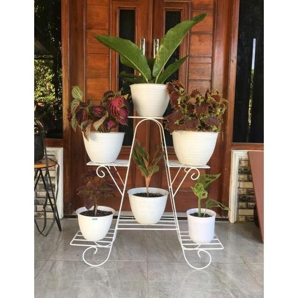 Stok Sj Kerangka Standing Pot Susun 6 / Rak Besi Bunga Susun / Rak Pot Bunga