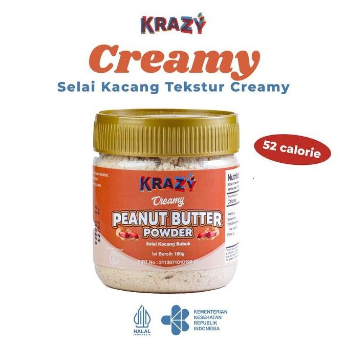 

Original Krazy Selai Kacang Bubuk Tanpa Gula 180g - Peanut Butter Powder Creamy Low Sugar