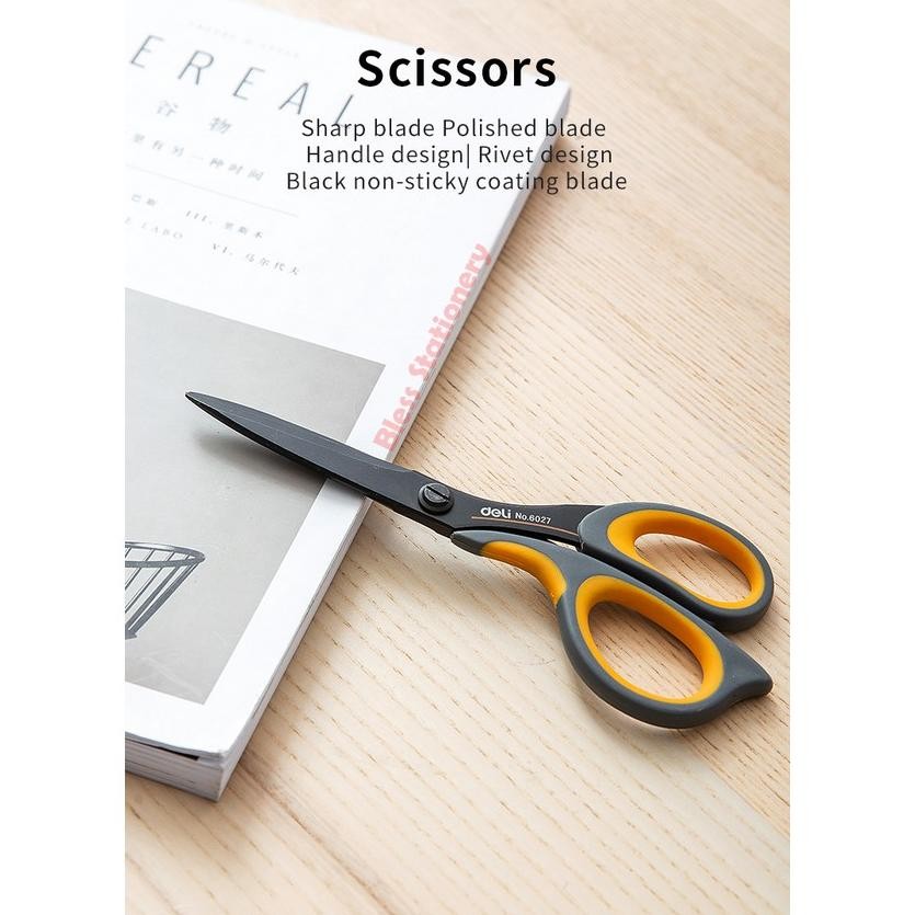 

Deli Gunting anti lengket 175mm Gunting hitam gunting anti karat Soft handle Scissors RB3