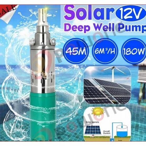 Mesin Pompa Sedot Air Celup Tanam Dalam Sumur Bor Lubang Pipa Tenaga Aki Solar Panel Surya Dc 12V / 
